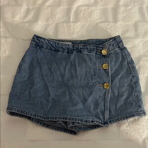 Zara Blue Denim Skort with Gold Buttons